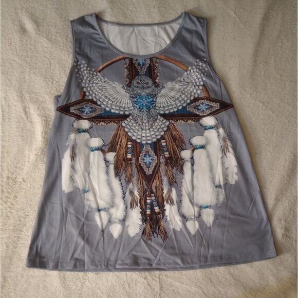 🔥Aztec Print Round NeckTank Top - Picture 5 of 6
